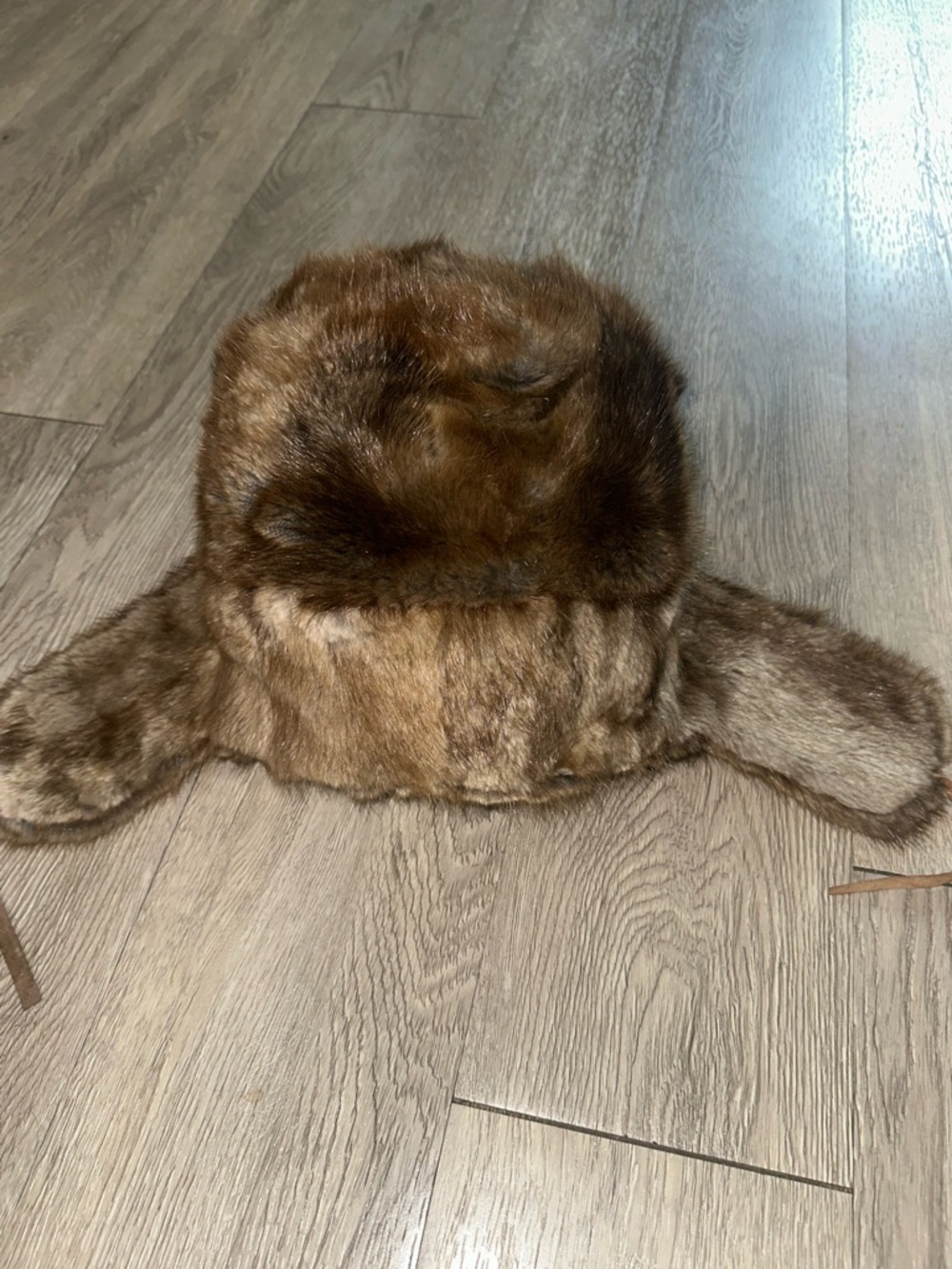 Vtg Mahogany Mink Fur Russian Trooper Style Trapper Hat L